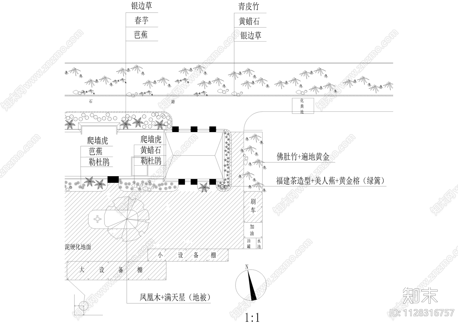 某修理厂绿化平面cad施工图下载【ID:1128316757】