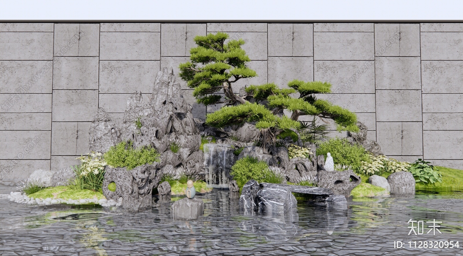 新中式假山水景3D模型下载【ID:1128320954】