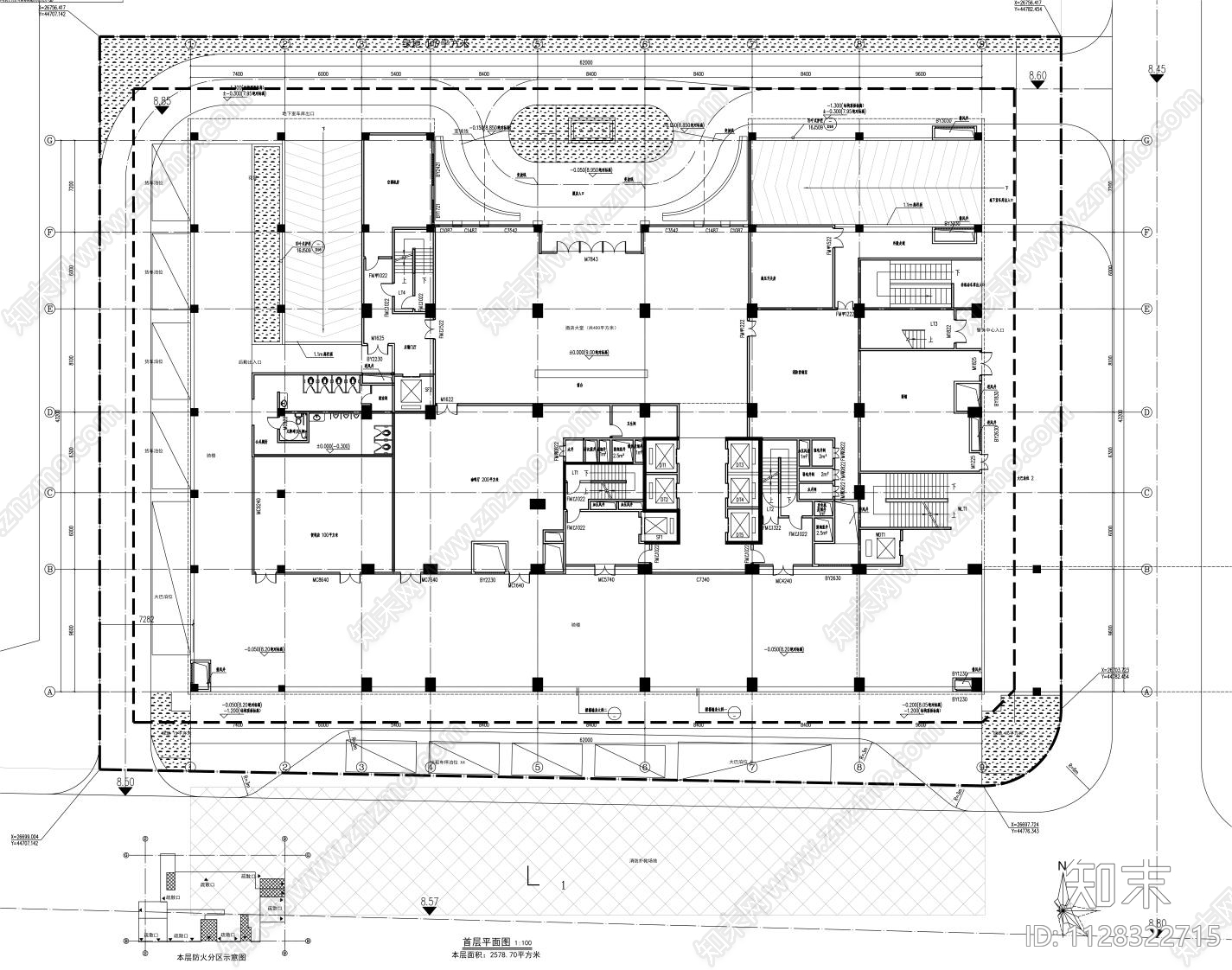 酒店服务式公寓建筑cad施工图下载【ID:1128322715】