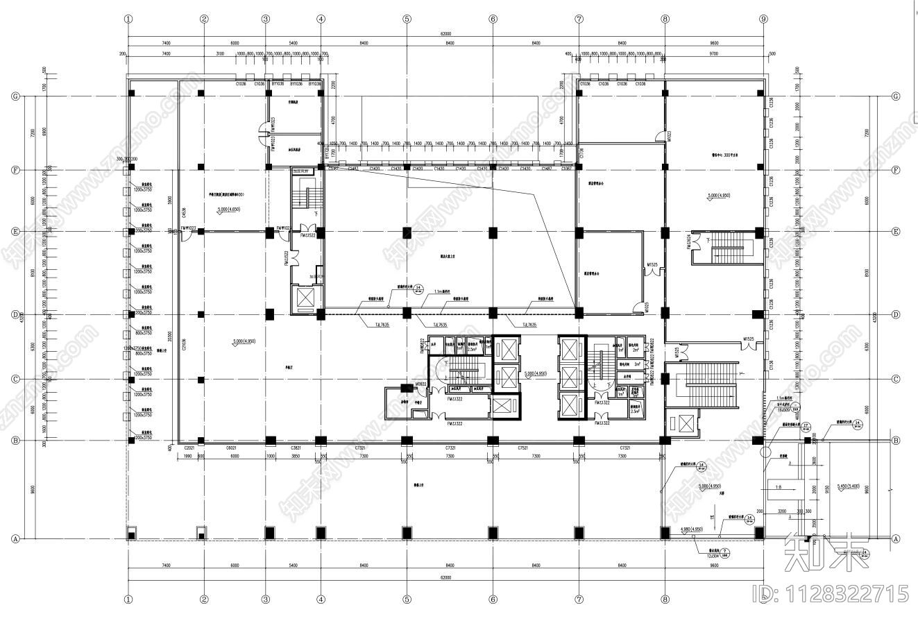 酒店服务式公寓建筑cad施工图下载【ID:1128322715】