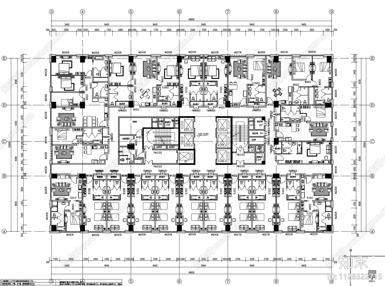 酒店服务式公寓建筑cad施工图下载【ID:1128322715】