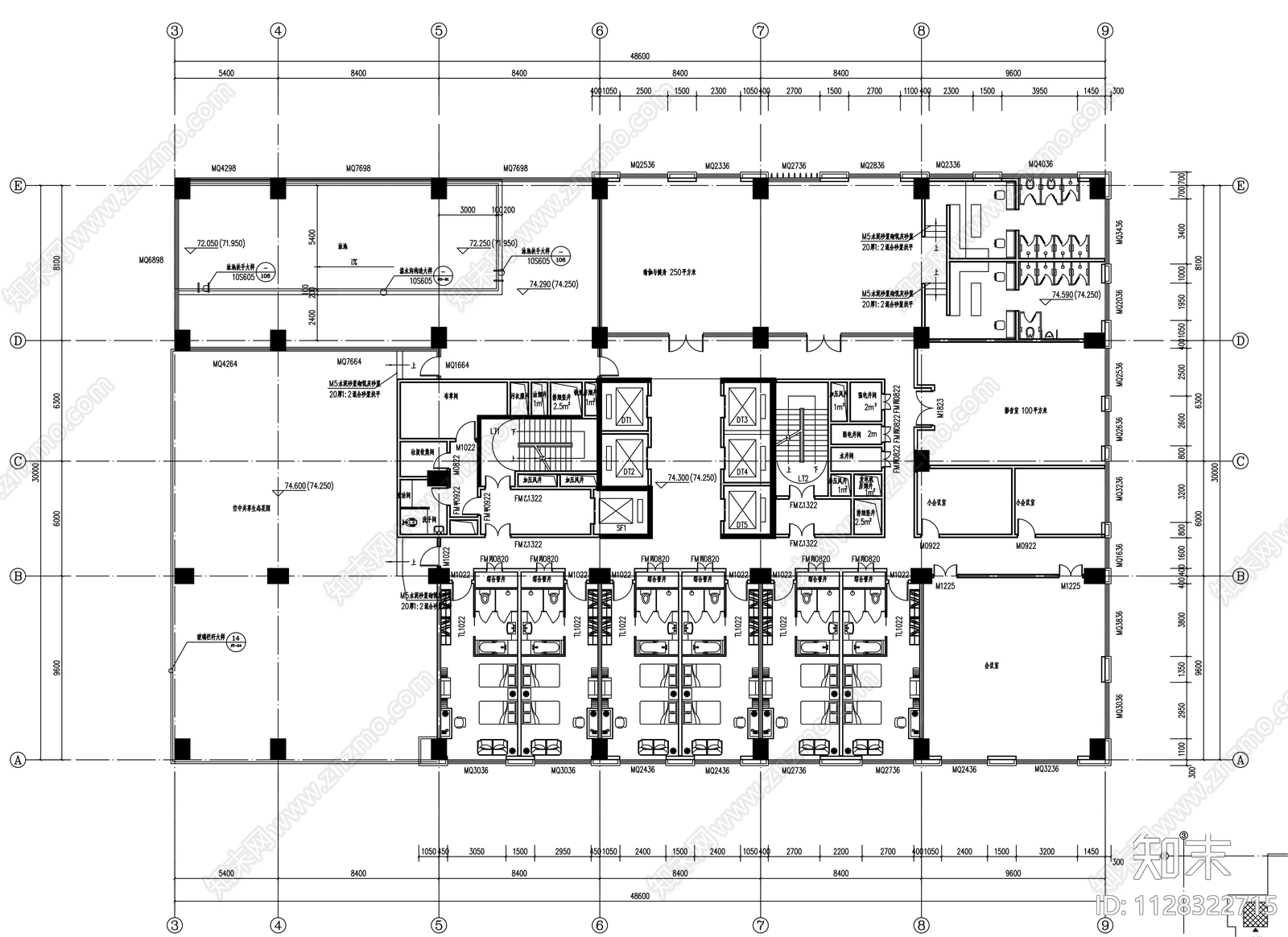 酒店服务式公寓建筑cad施工图下载【ID:1128322715】