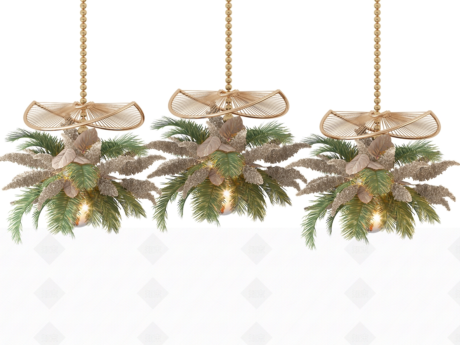 现代热带植物吊灯3D模型下载【ID:1128325315】