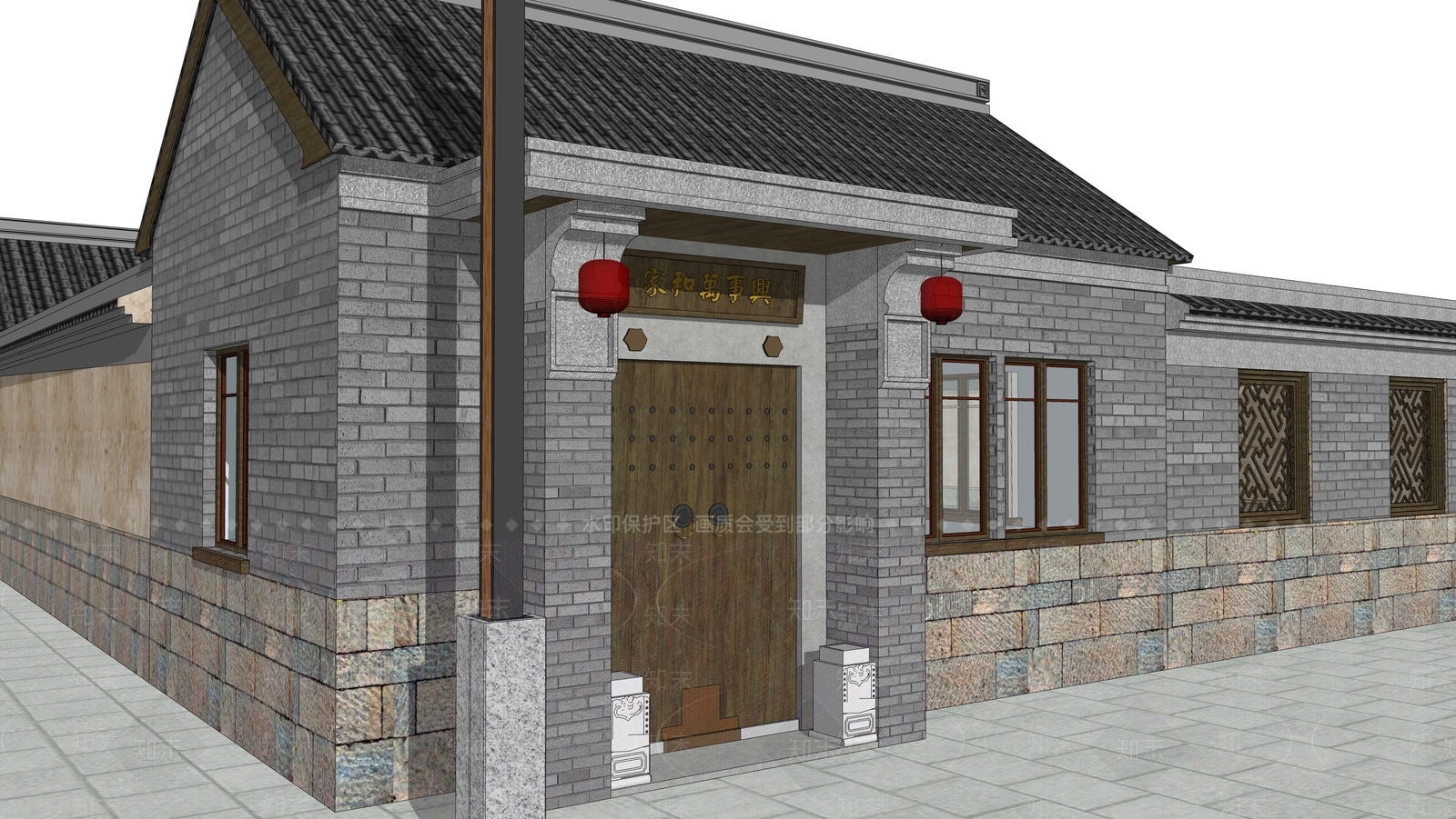 中式乡村民房建筑SU模型下载【ID:1128326206】_知末su模型网