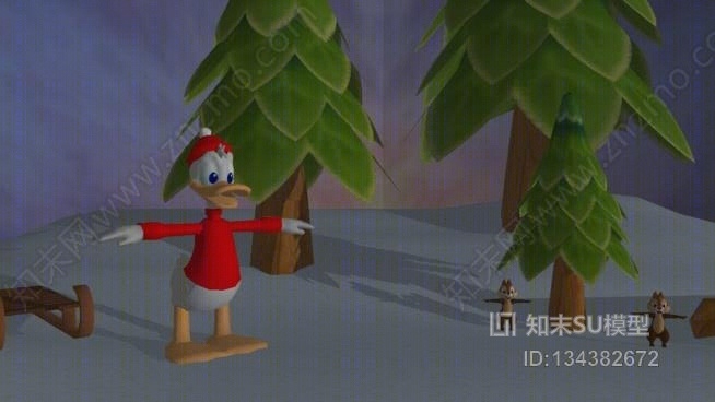 唐老鸭，奇普和戴尔-圣诞树。SU模型下载【ID:134382672】