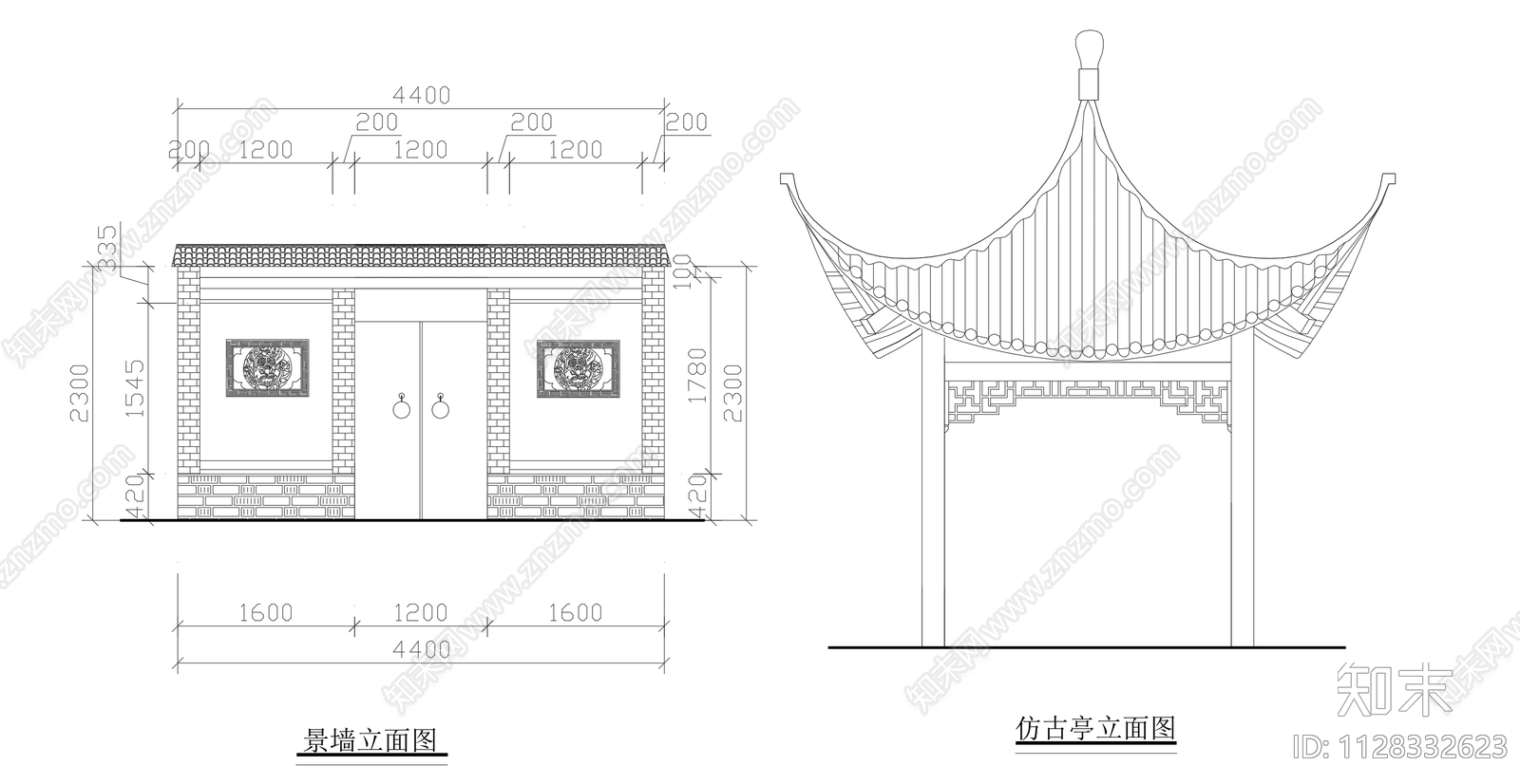 现代简约屋顶花园cad施工图下载【ID:1128332623】