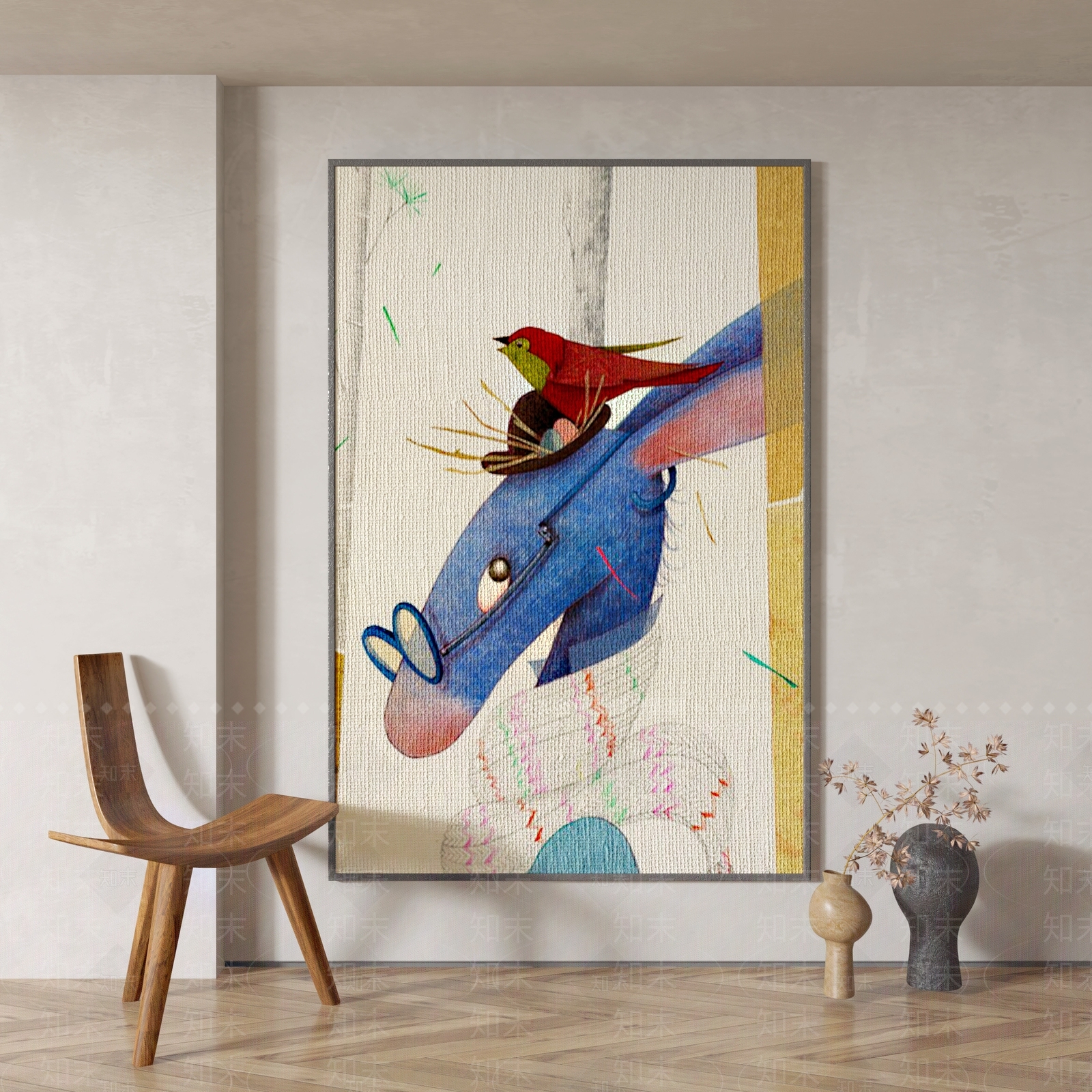 现代抽象儿童房装饰画卡通3D模型下载【ID:1128332924】