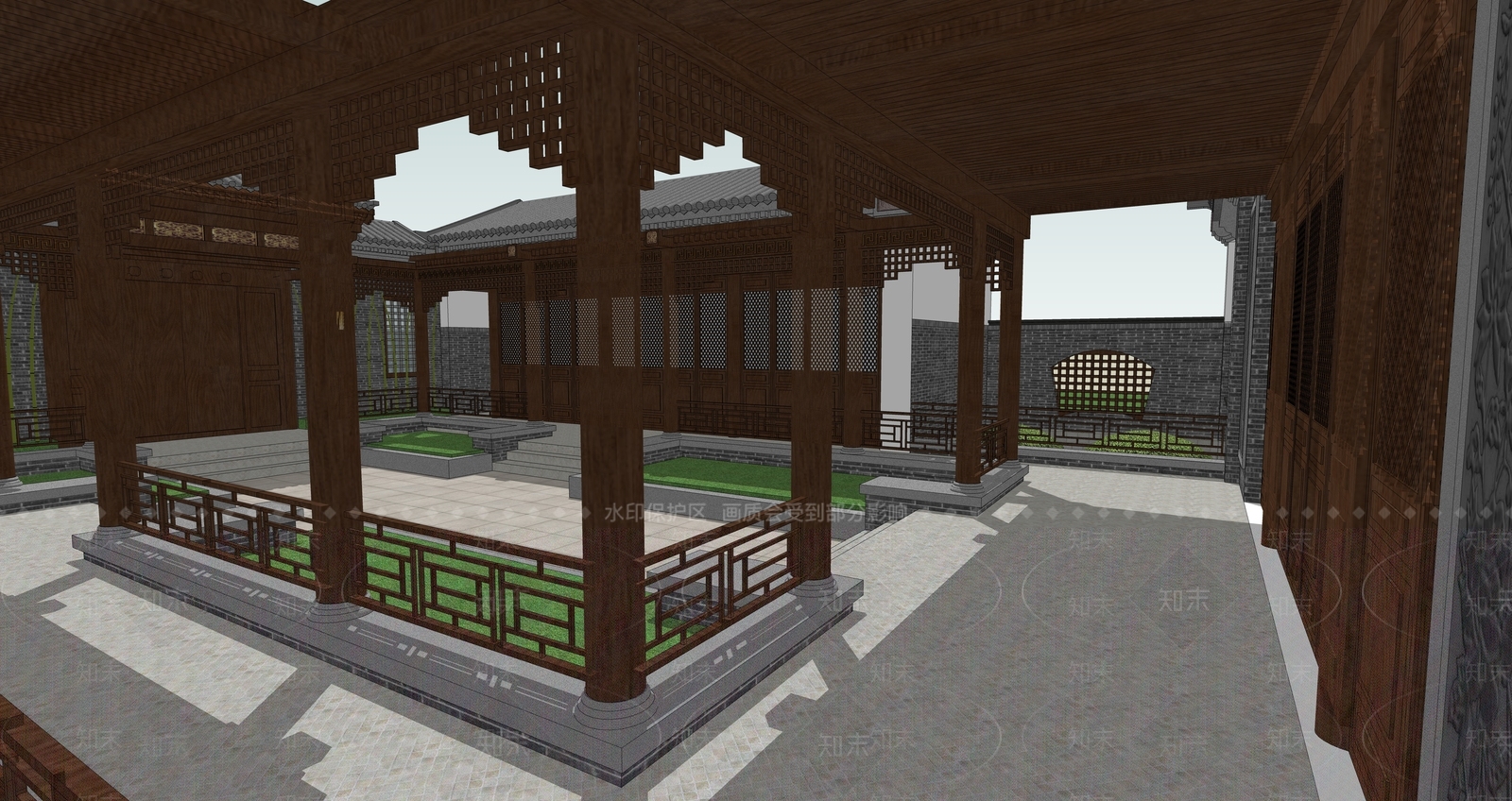 中式四合院SU模型下载【ID:1128339142】
