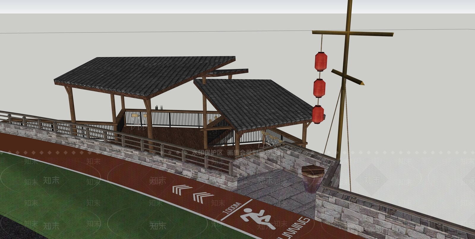 新中式景观亭SU模型下载【ID:1128345411】