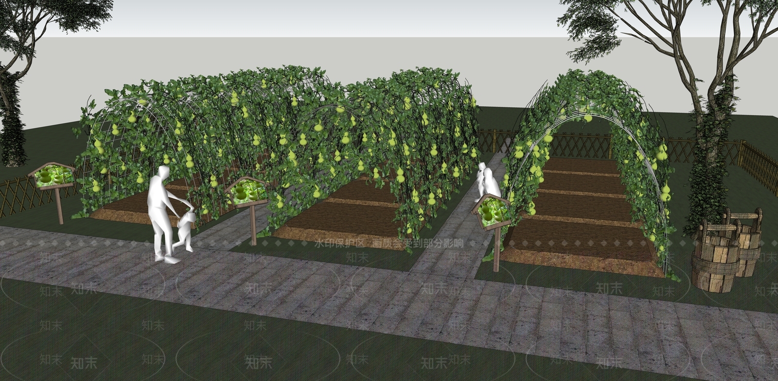 现代葫芦公园景观SU模型下载【ID:1128348643】