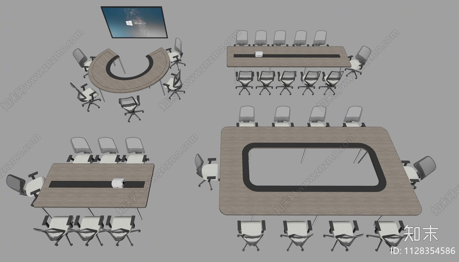 现代会议桌SU模型下载【ID:1128354586】