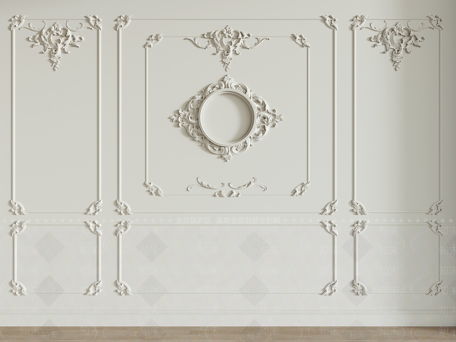 欧式雕花护墙板SU模型下载【ID:1128358017】