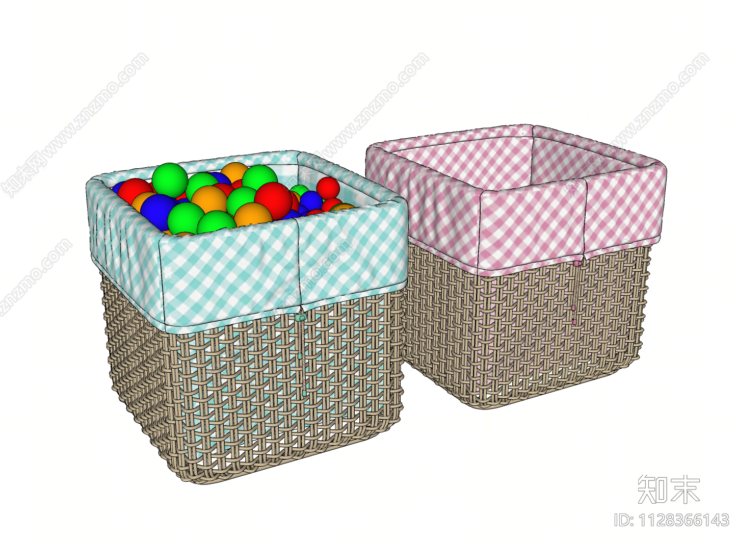 玩具收纳筐SU模型下载【ID:1128366143】