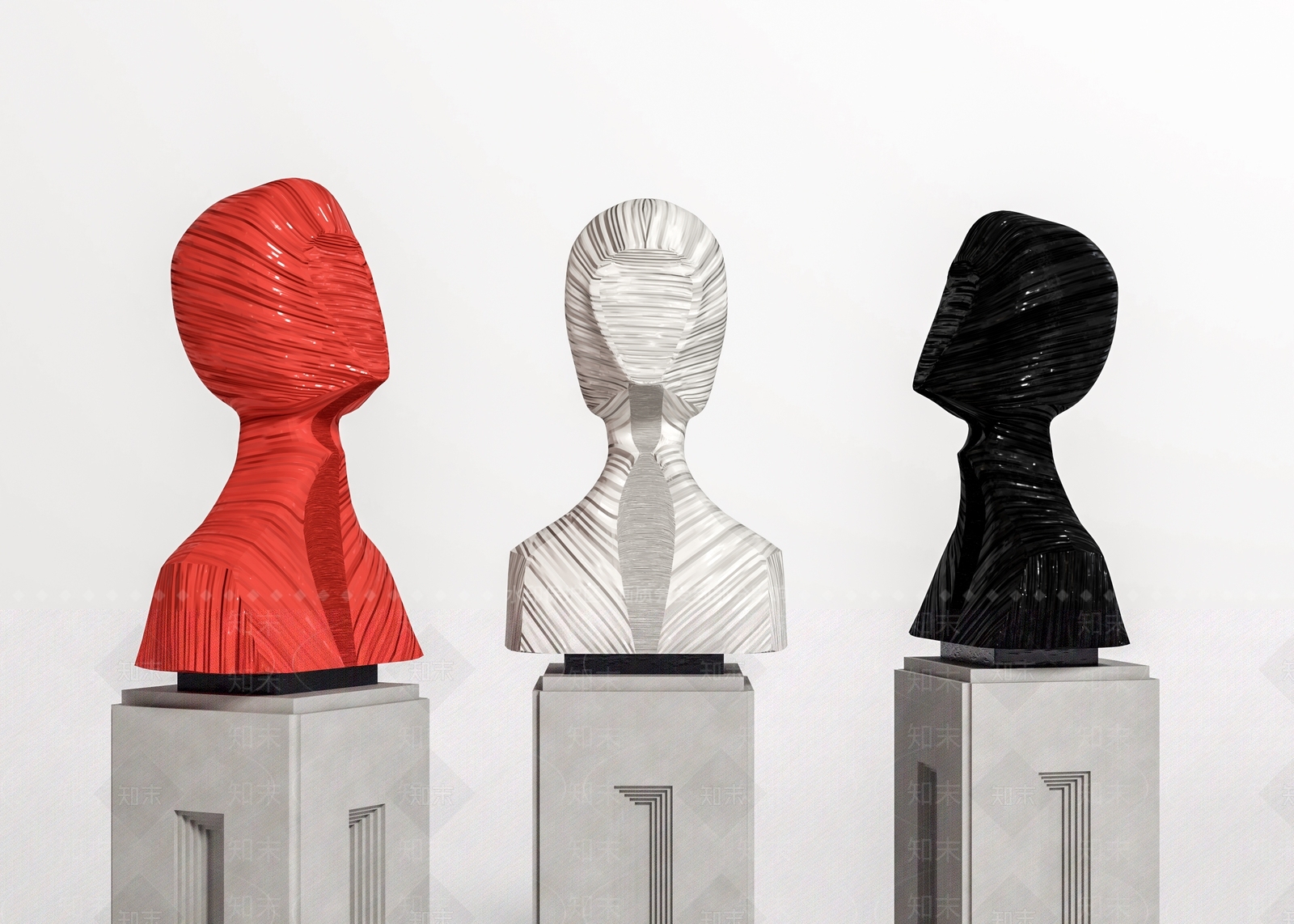 现代抽象人像雕塑SU模型下载【ID:1128368500】