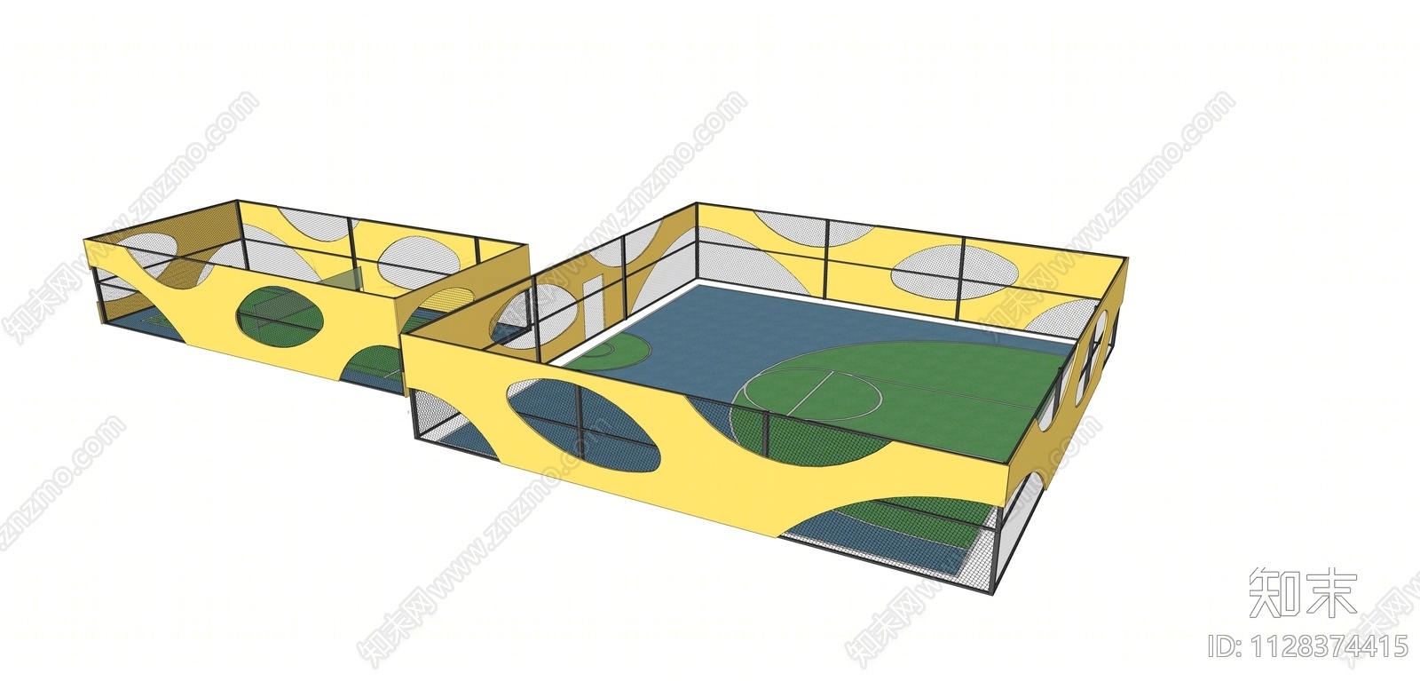现代创意篮球场SU模型下载【ID:1128374415】