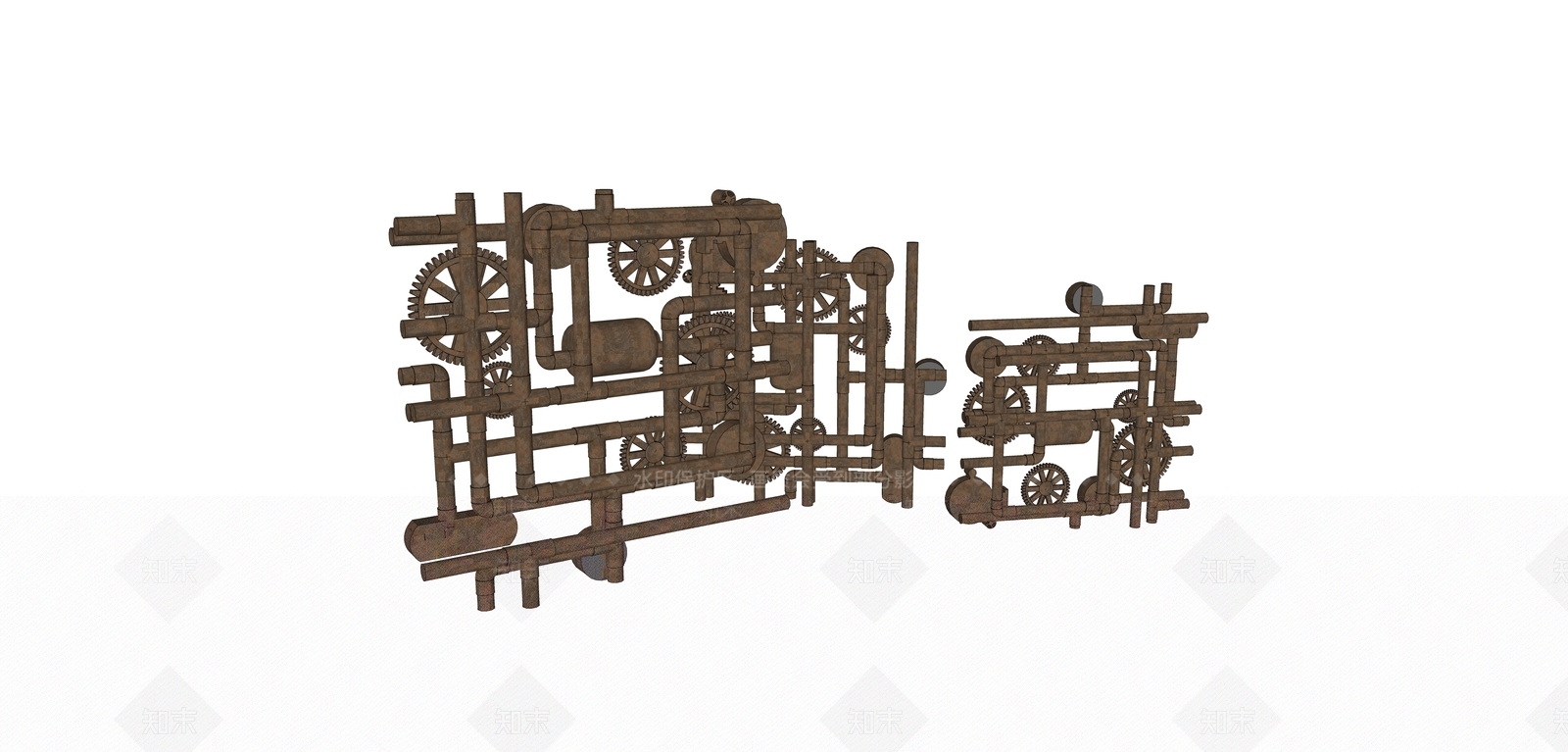 现代创意齿轮雕塑SU模型下载【ID:1128376191】