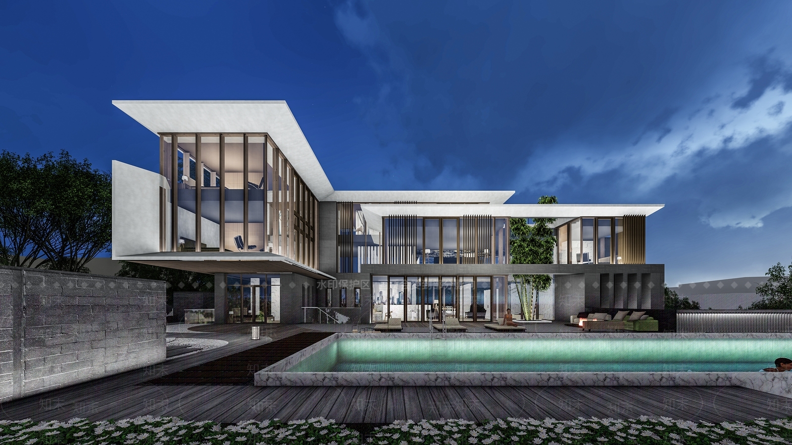 现代山地别墅SU模型下载【ID:1128376453】