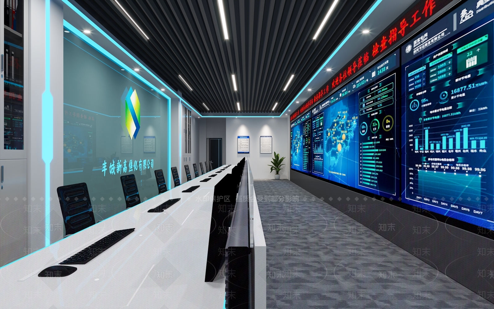 现代指挥控制室3D模型下载【ID:1128378779】