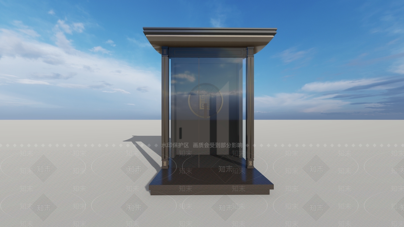 新中式门卫岗亭SU模型下载【ID:1128390002】