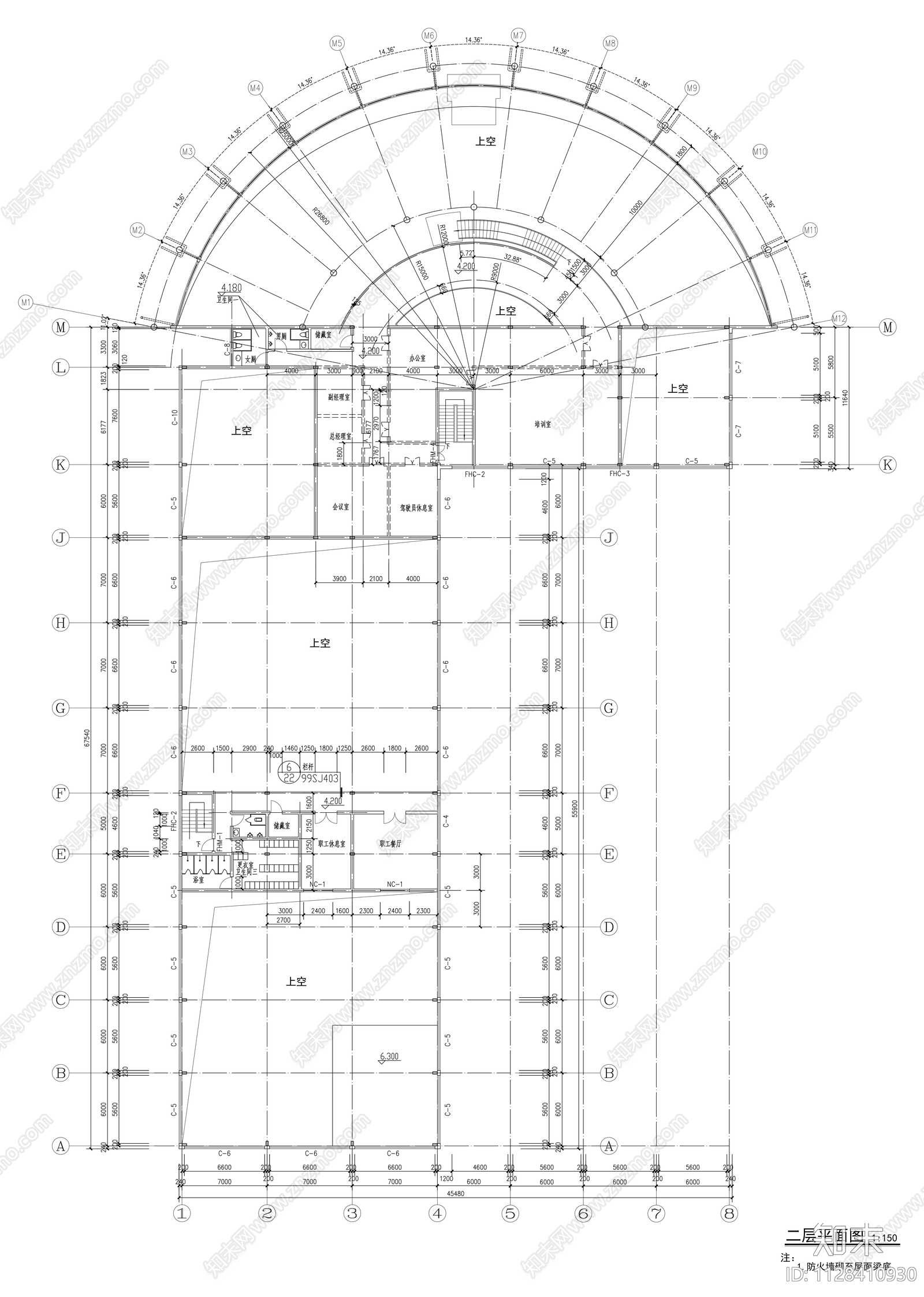 奔驰展厅建筑cad施工图下载【ID:1128410930】