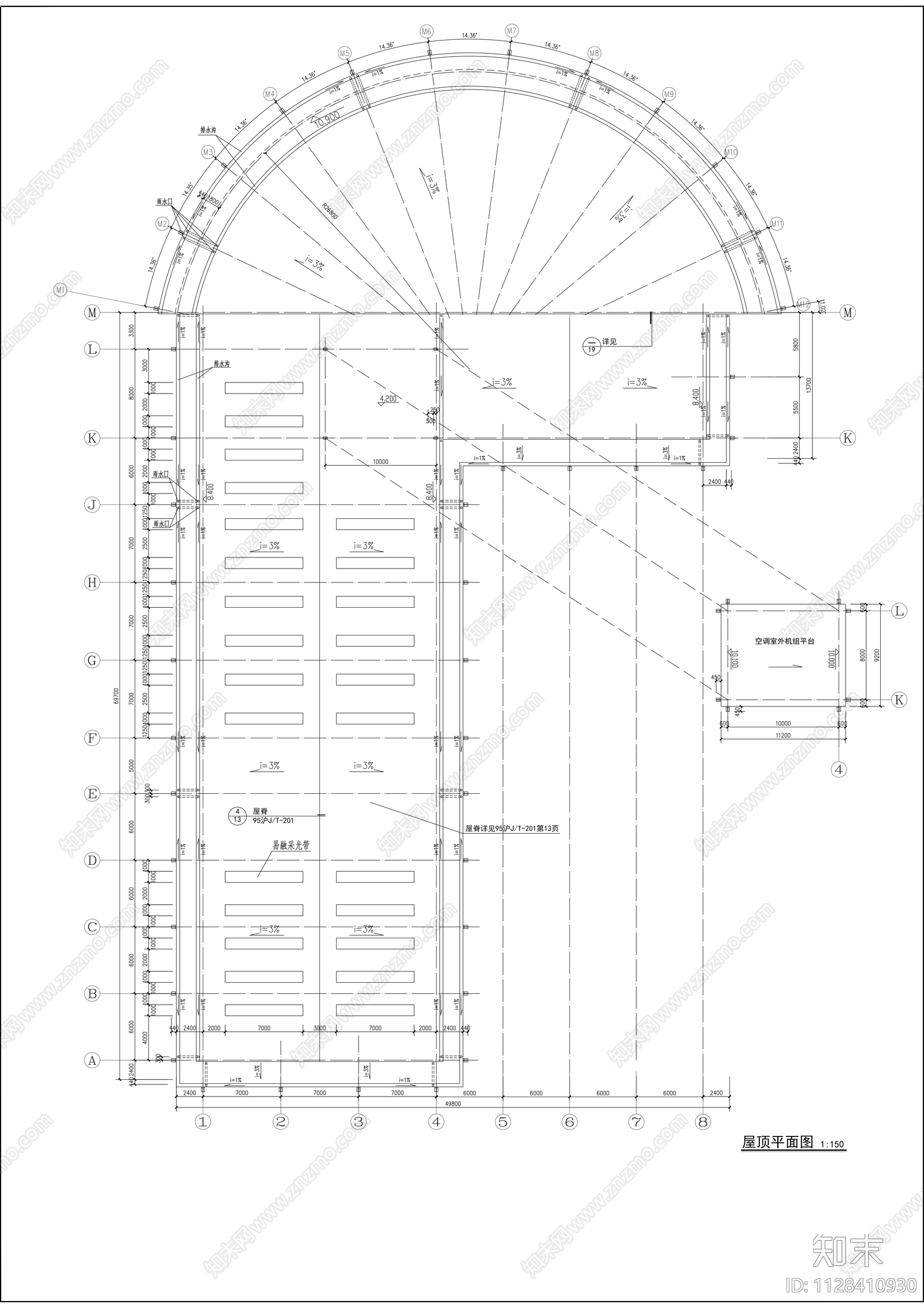 奔驰展厅建筑cad施工图下载【ID:1128410930】