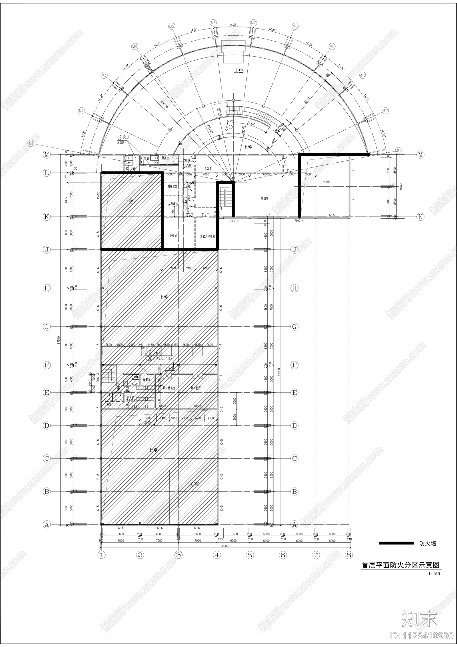 奔驰展厅建筑cad施工图下载【ID:1128410930】