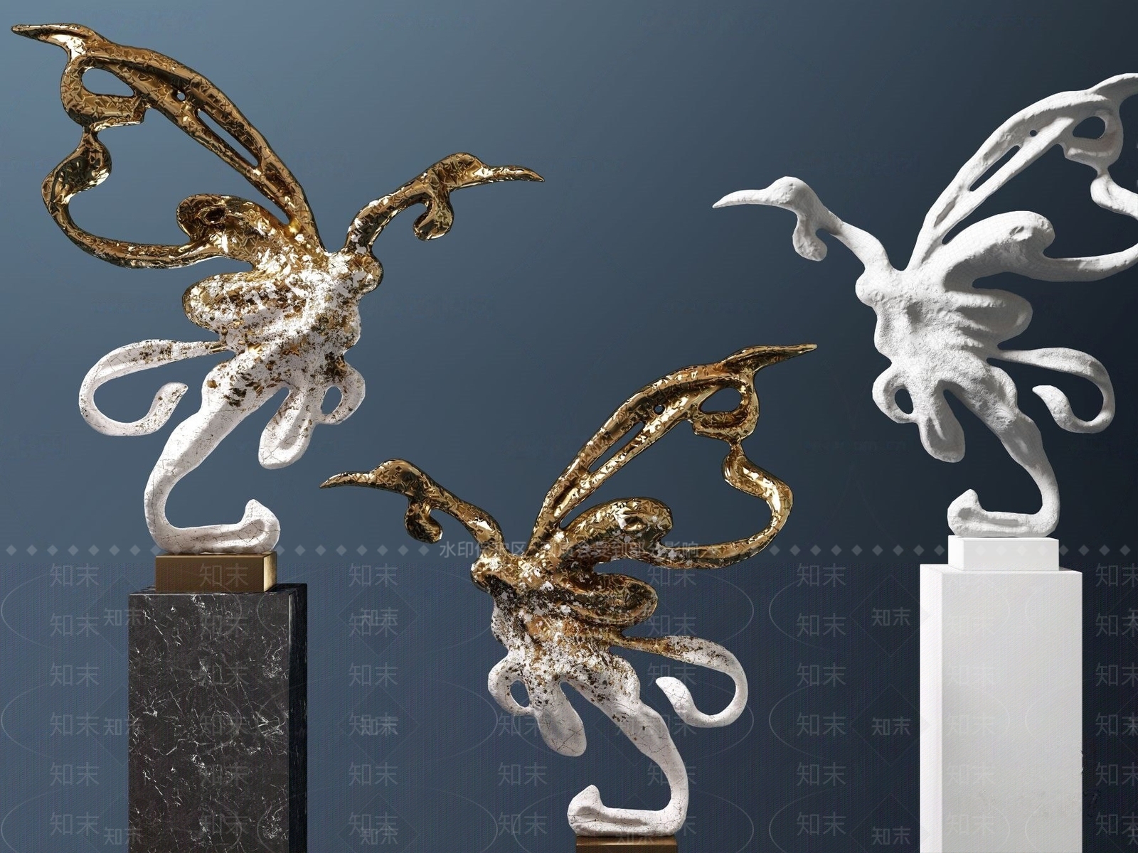 现代创意雕塑摆件SU模型下载【ID:1128426679】