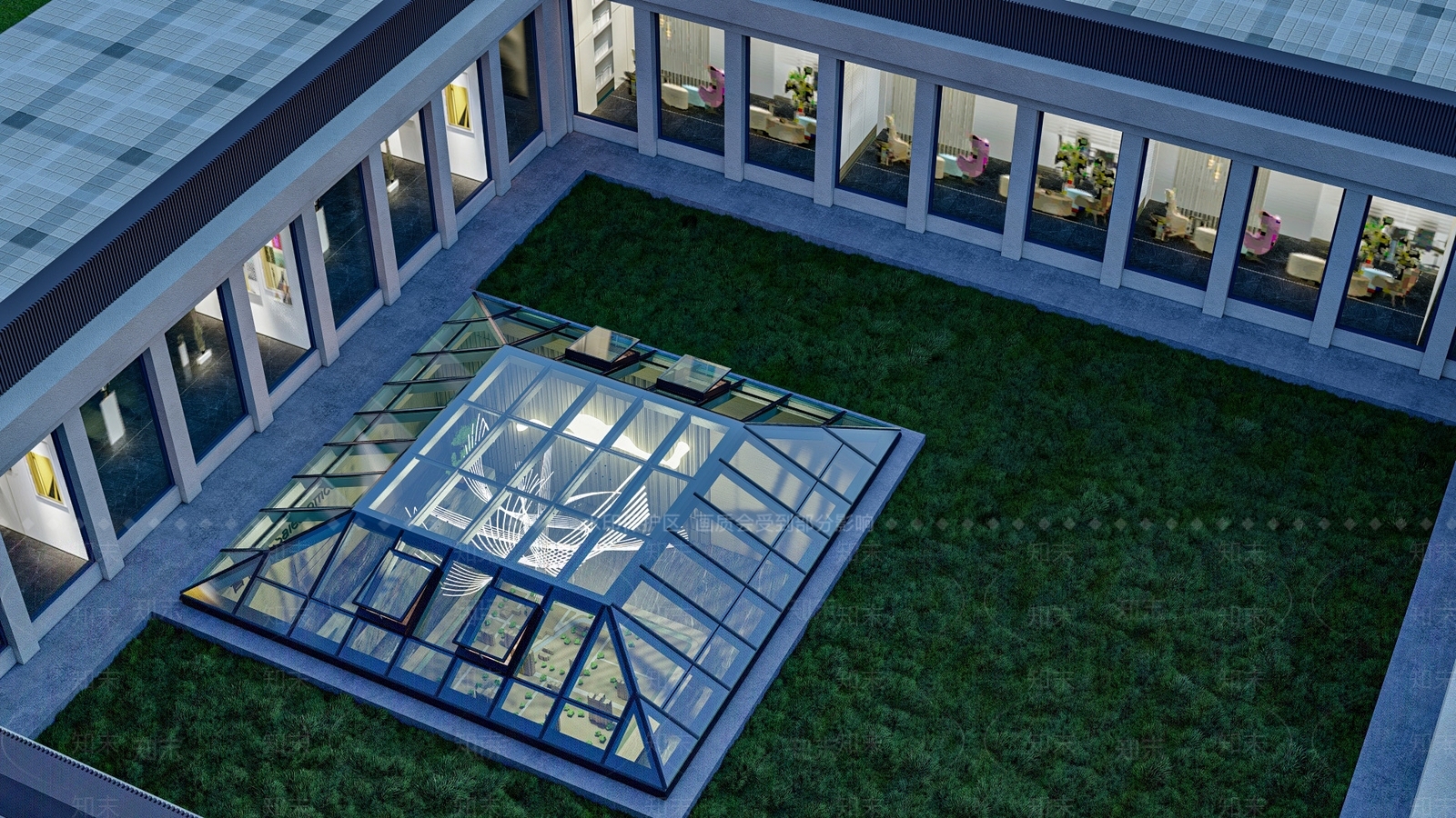 现代售楼处建筑SU模型下载【ID:1128432844】