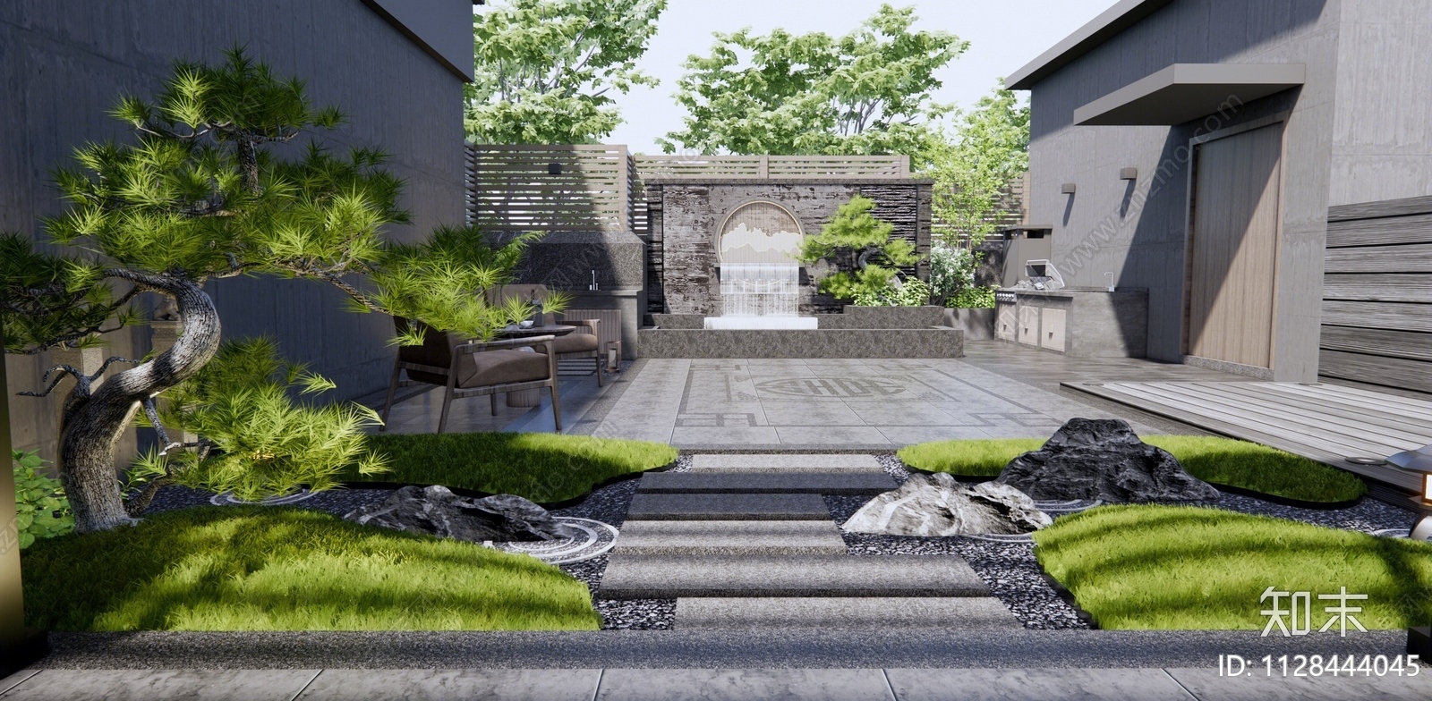 新中式居家庭院3D模型下载【ID:1128444045】