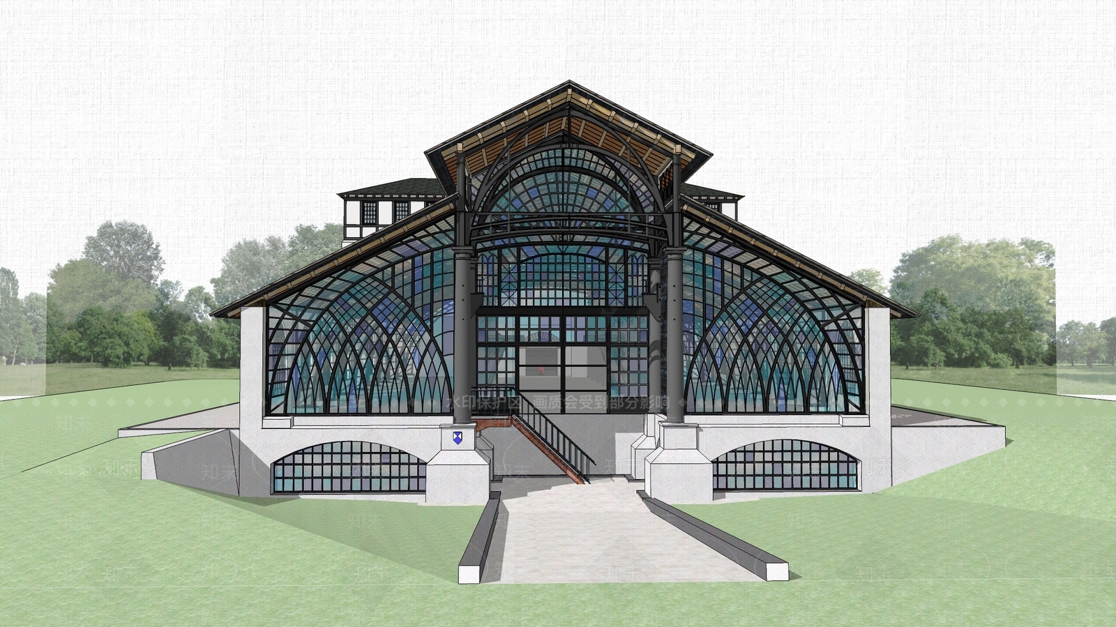 工业风图书馆SU模型下载【ID:1128452144】