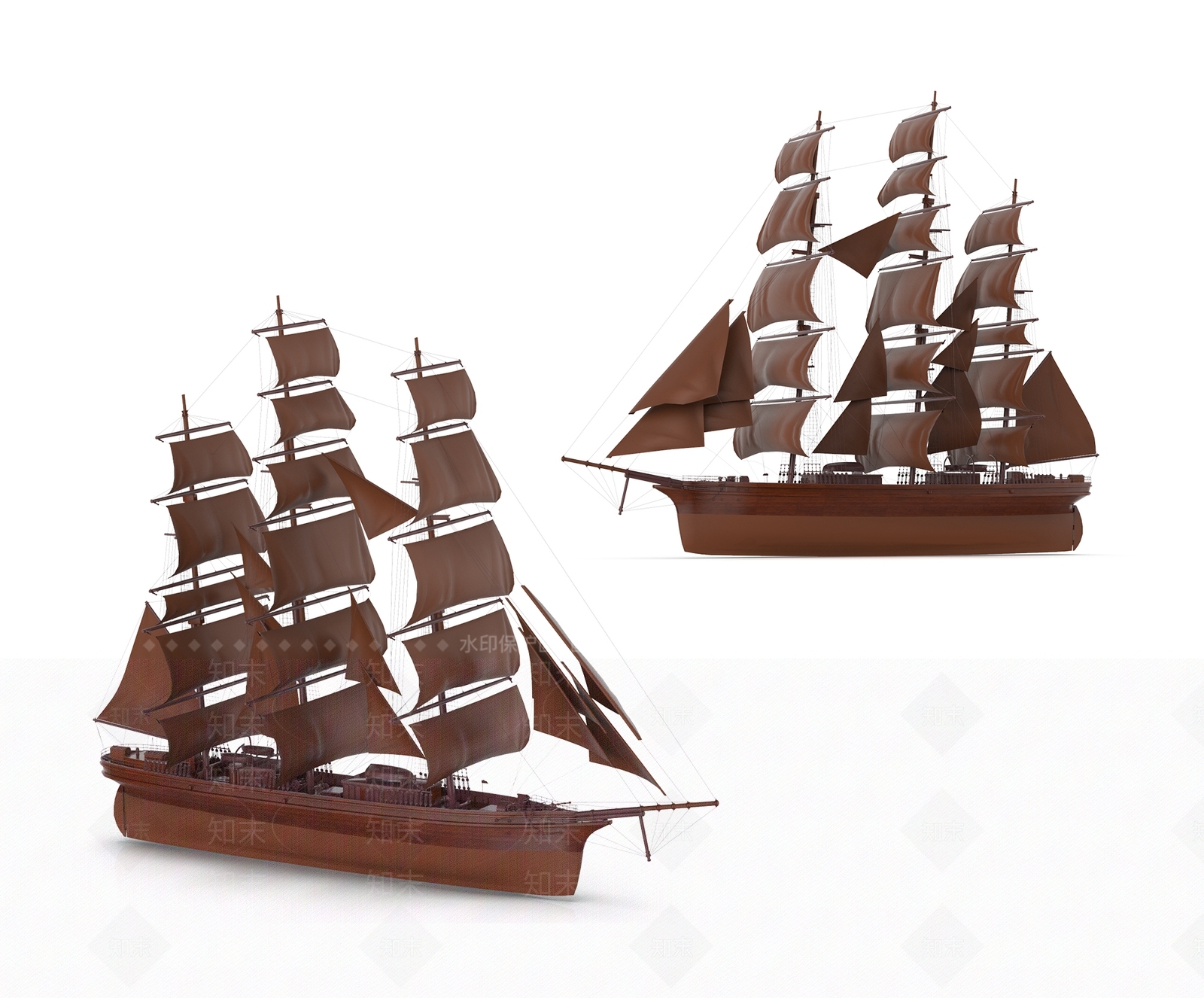 现代艺术摆件帆船3D模型下载【ID:1128452273】