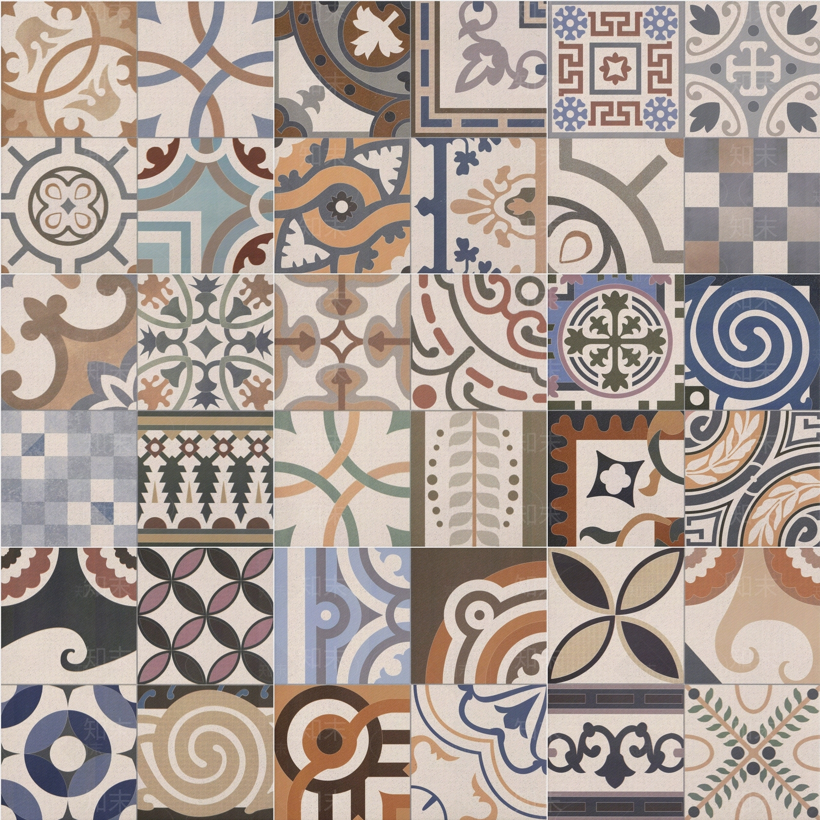 田园复古格子瓷砖贴图下载【ID:1128452236】