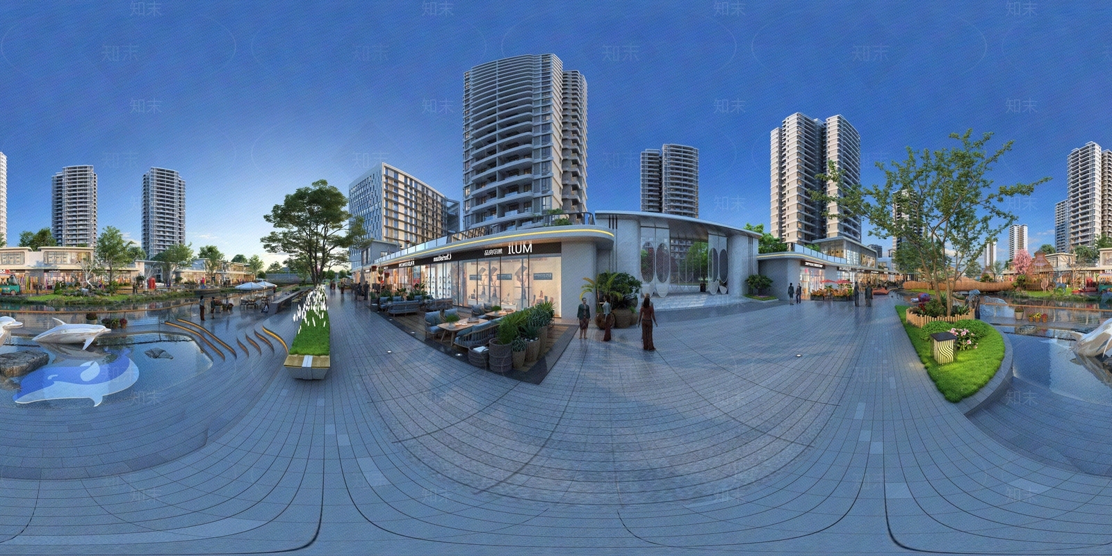 HDR生态商业街全景贴图下载【ID:1128453621】