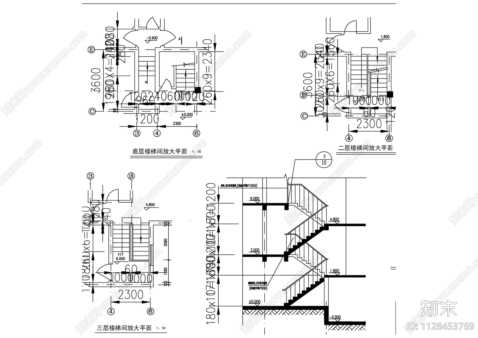 三层独立别墅施工图下载【ID:1128453769】