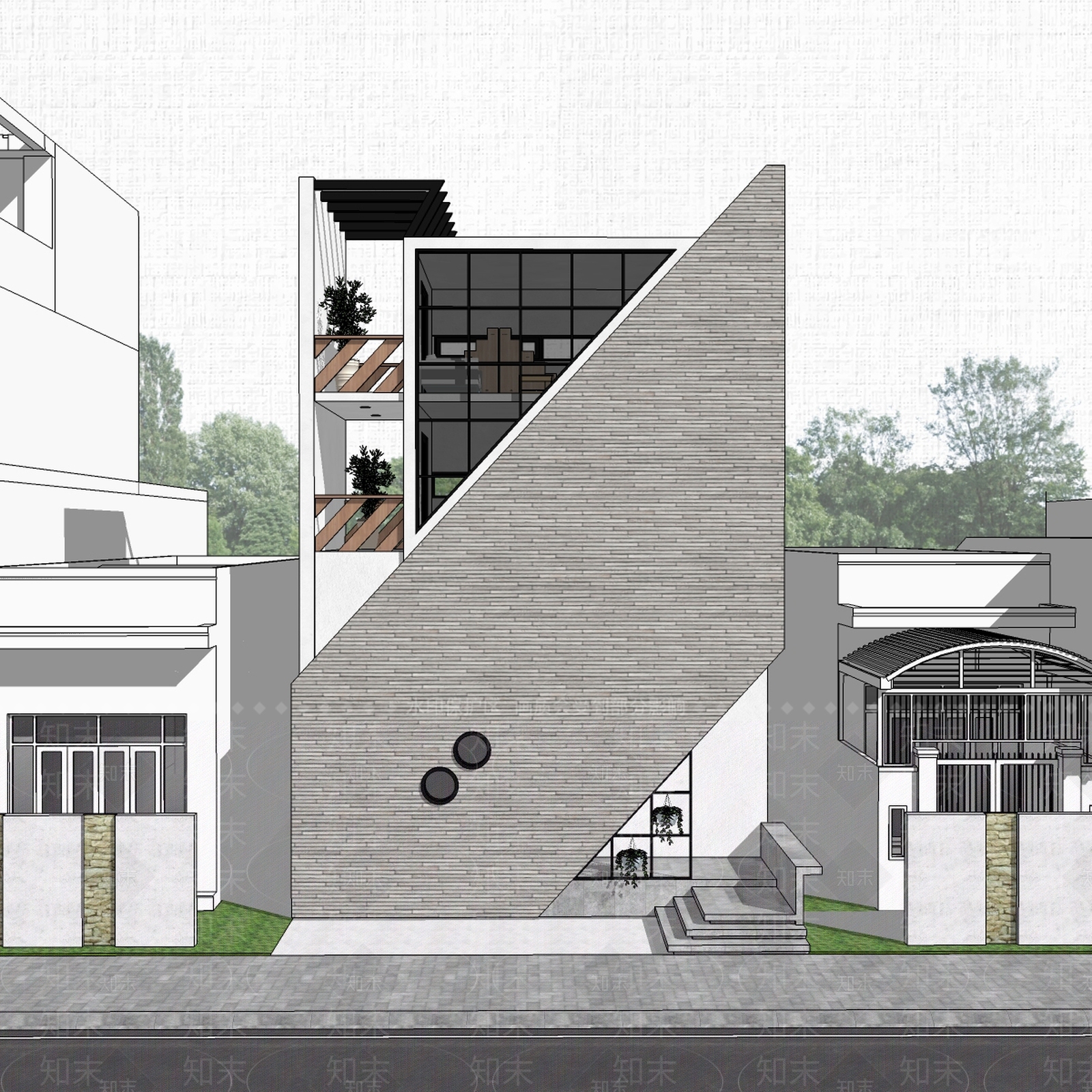 现代民宿建筑SU模型下载【ID:1128455580】