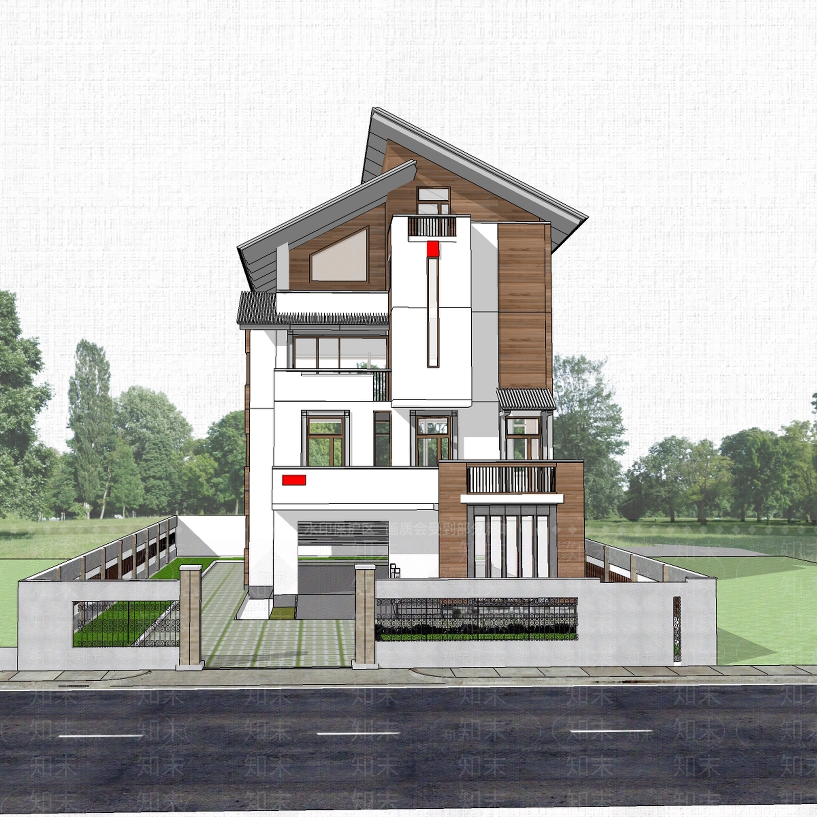 现代民宿建筑SU模型下载【ID:1128455516】