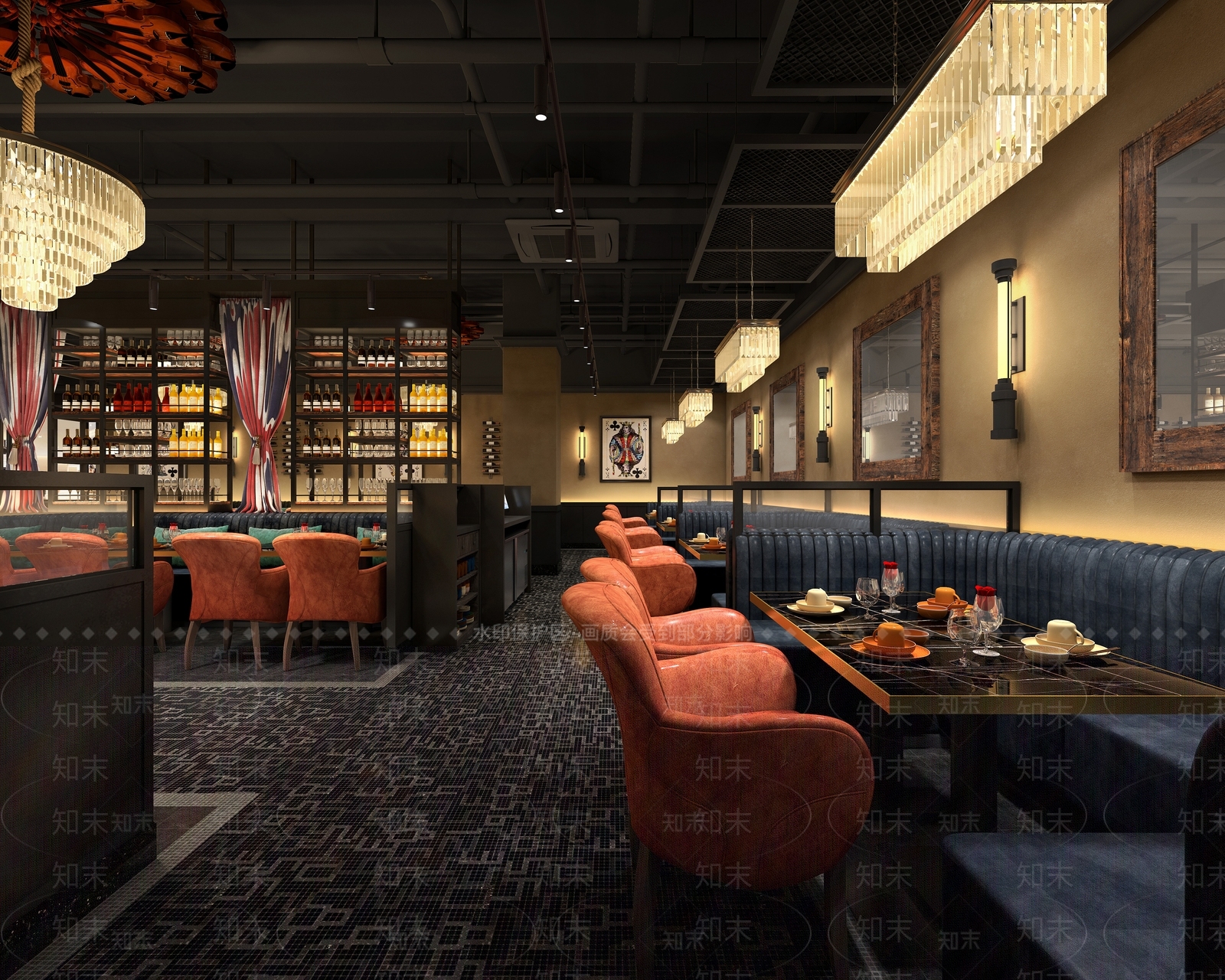 美式西餐厅3D模型下载【ID:1128461055】