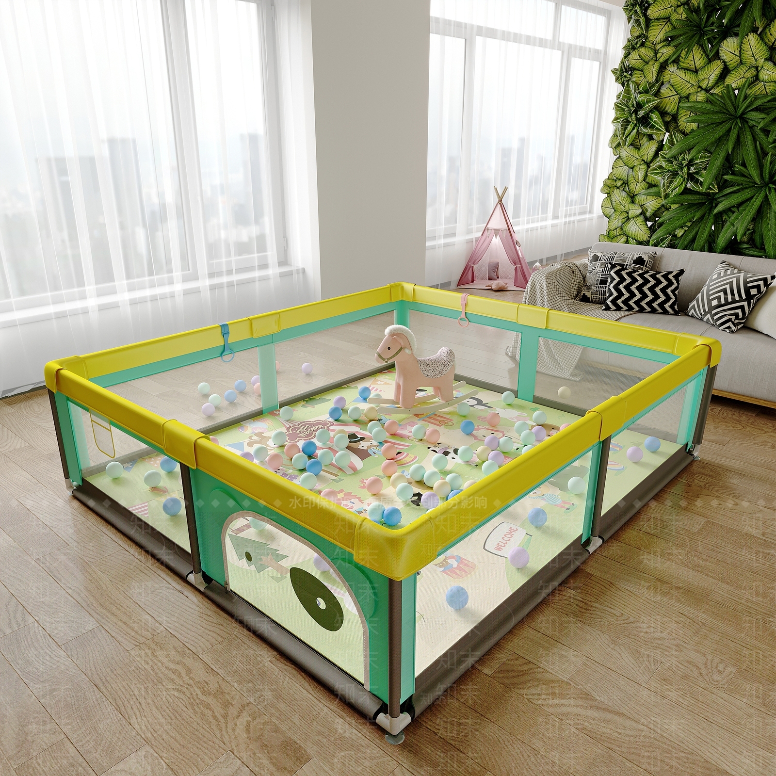 现代婴儿爬行安全围栏3D模型下载【ID:1128467701】