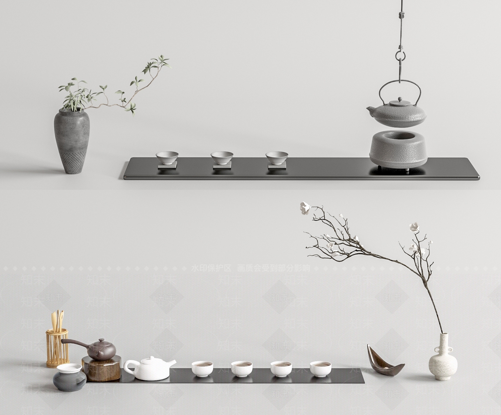 新中式茶具SU模型下载【ID:1128469389】