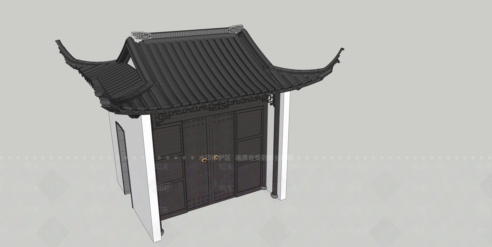 中式将军门楼SU模型下载【ID:1128474236】