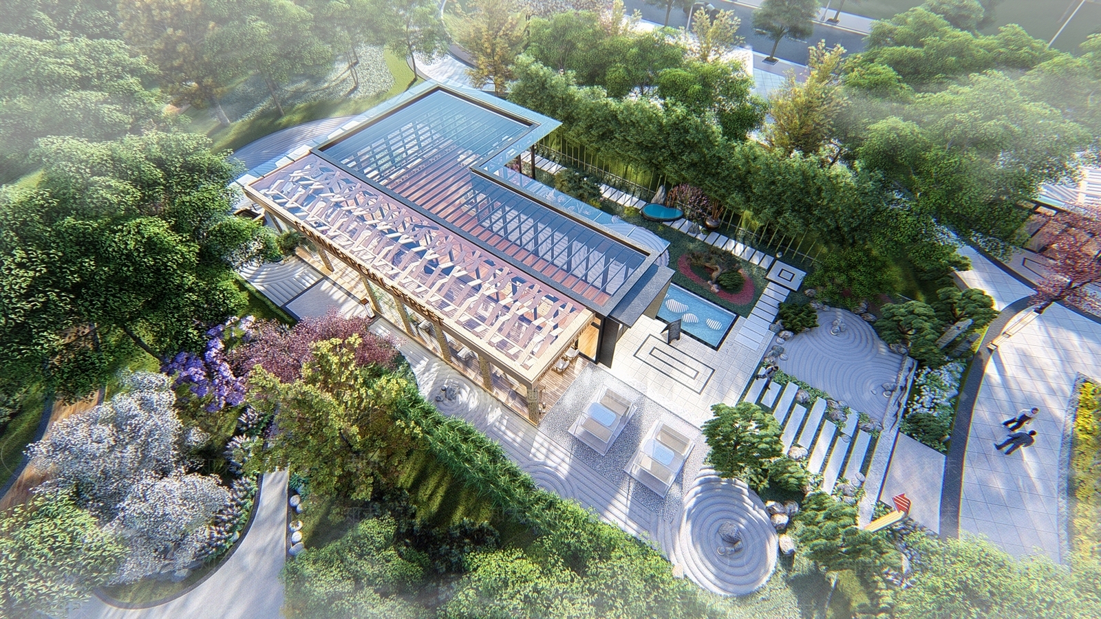 新中式商业休息区SU模型下载【ID:1128474689】