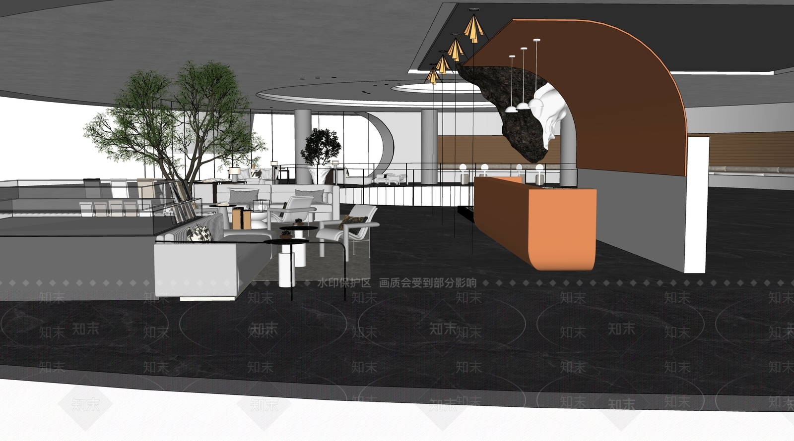 现代酒店接待空间SU模型下载【ID:1128477387】