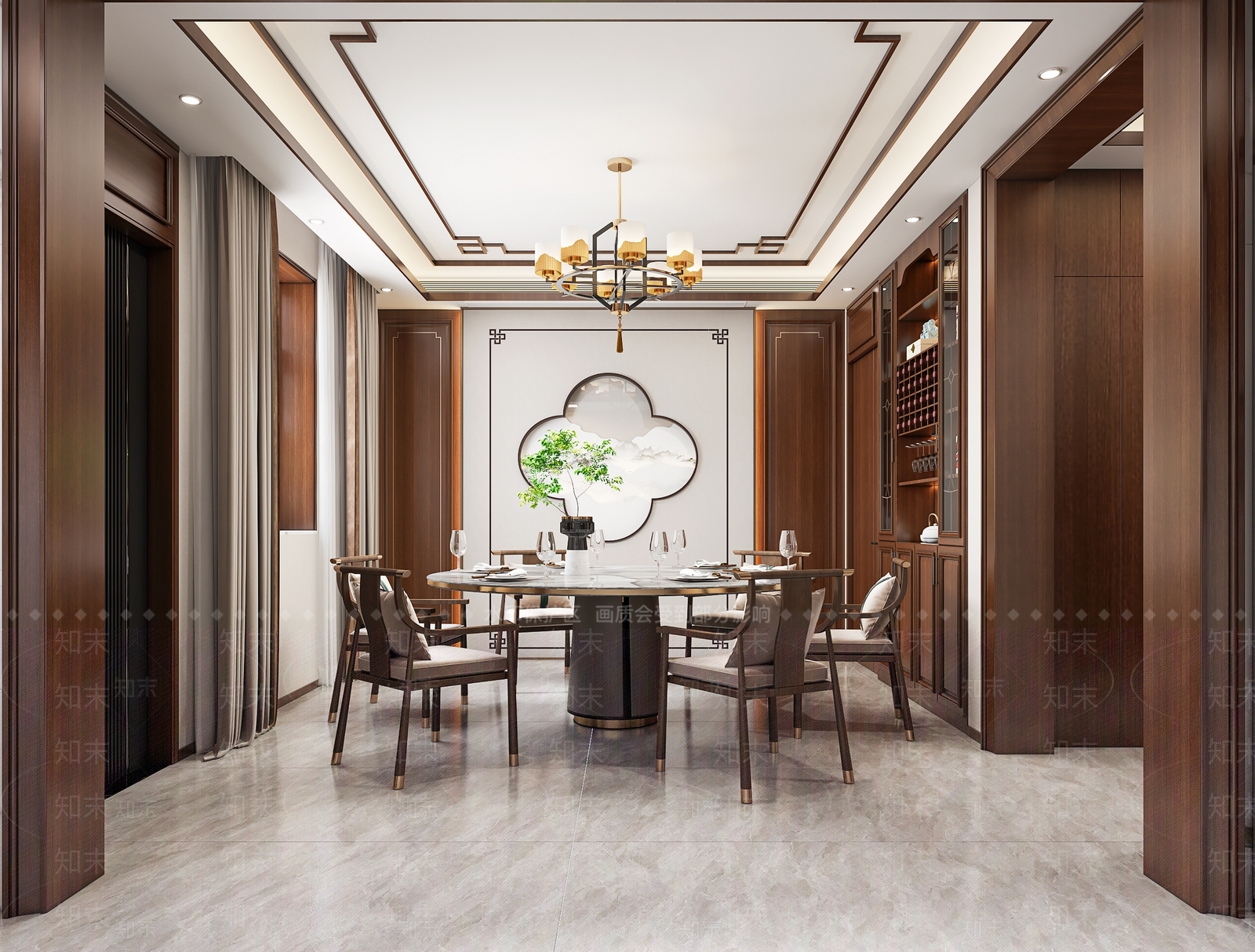 新中式别墅客厅3D模型下载【ID:1221487504】