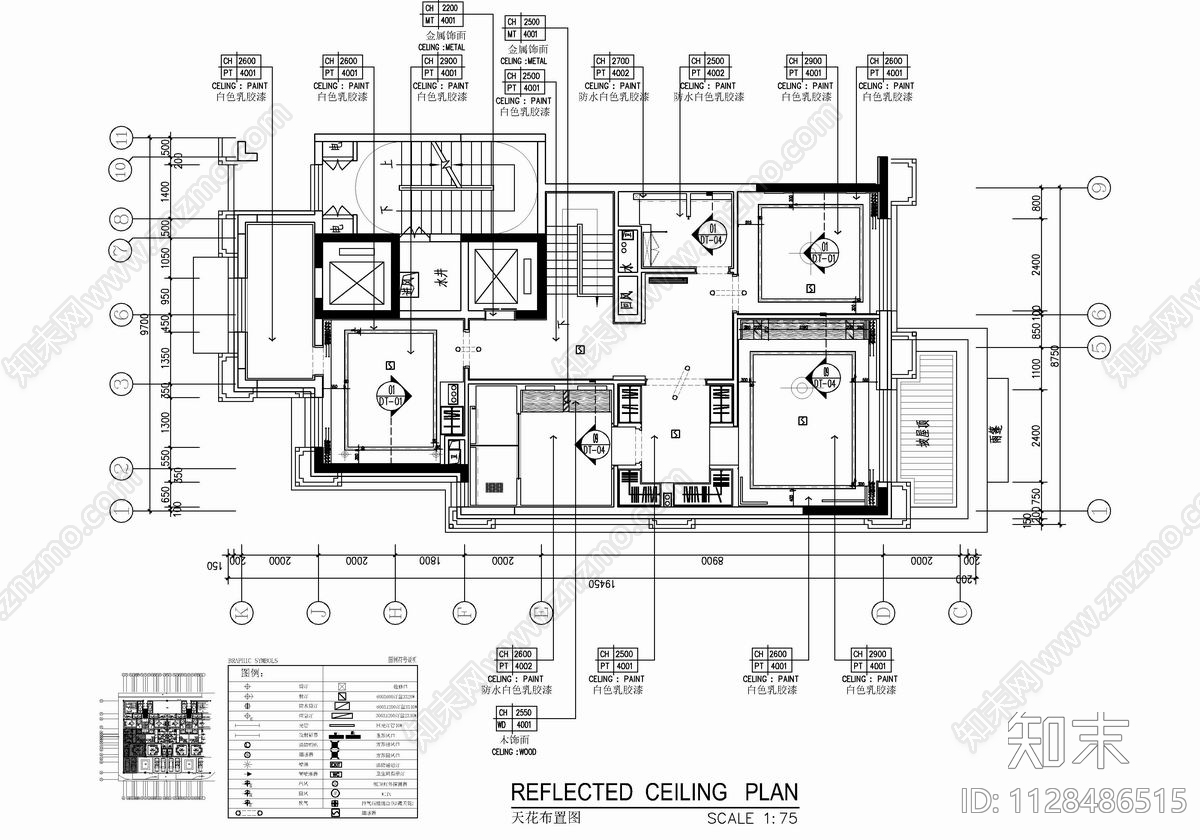 四层叠拼别墅室内施工图下载【ID:1128486515】