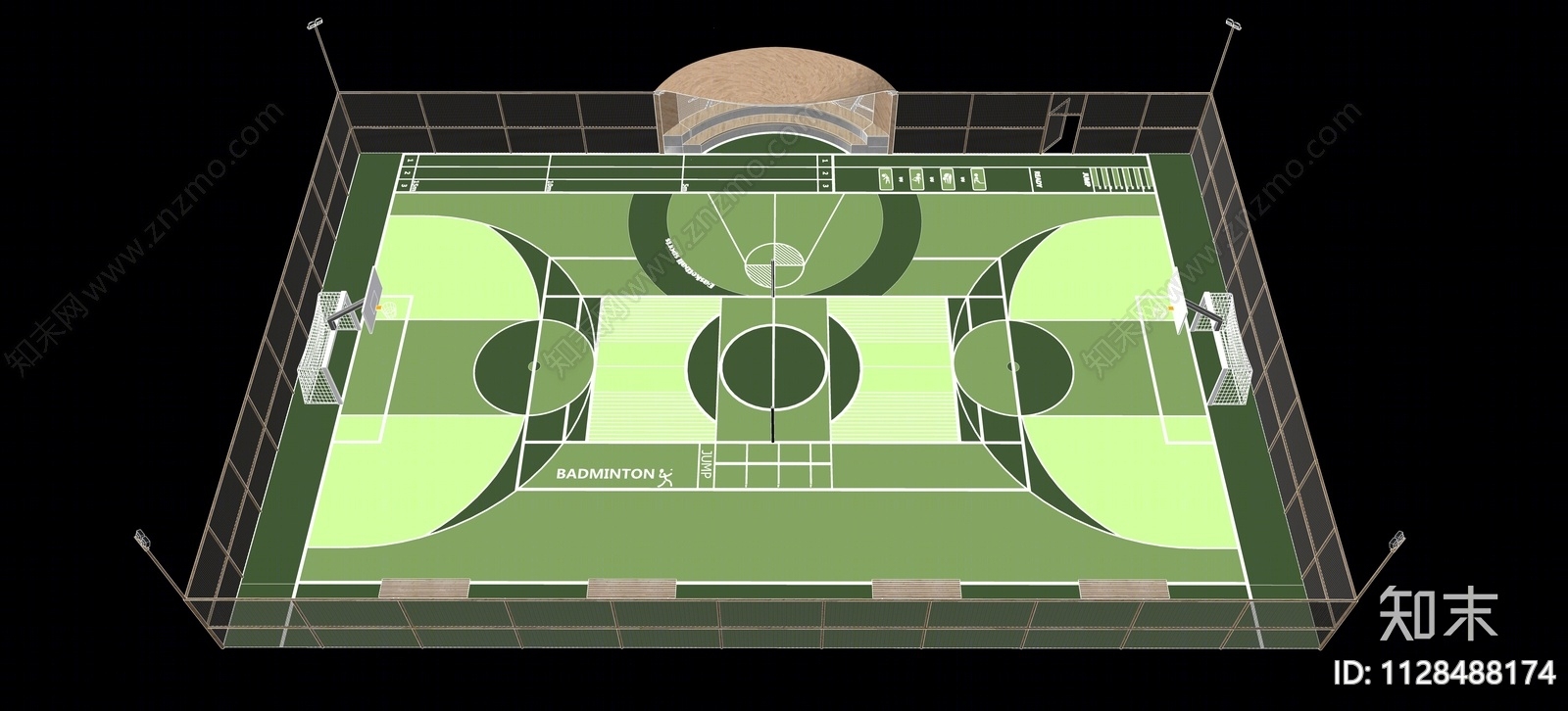 现代篮球场SU模型下载【ID:1128488174】