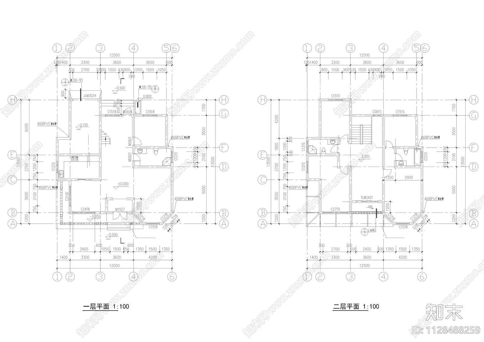 乡村自建三层别墅建筑cad施工图下载【ID:1128488259】