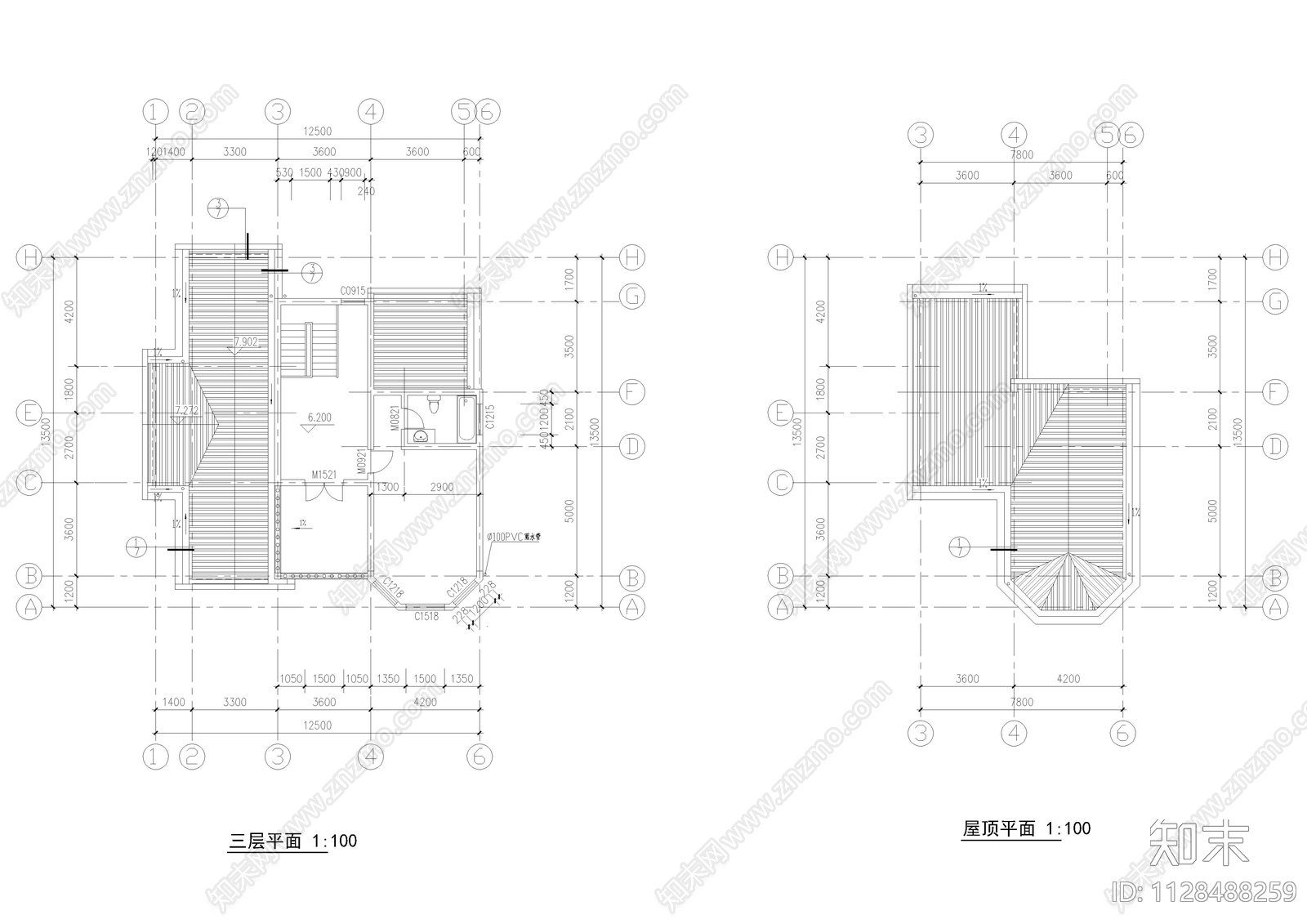 乡村自建三层别墅建筑cad施工图下载【ID:1128488259】