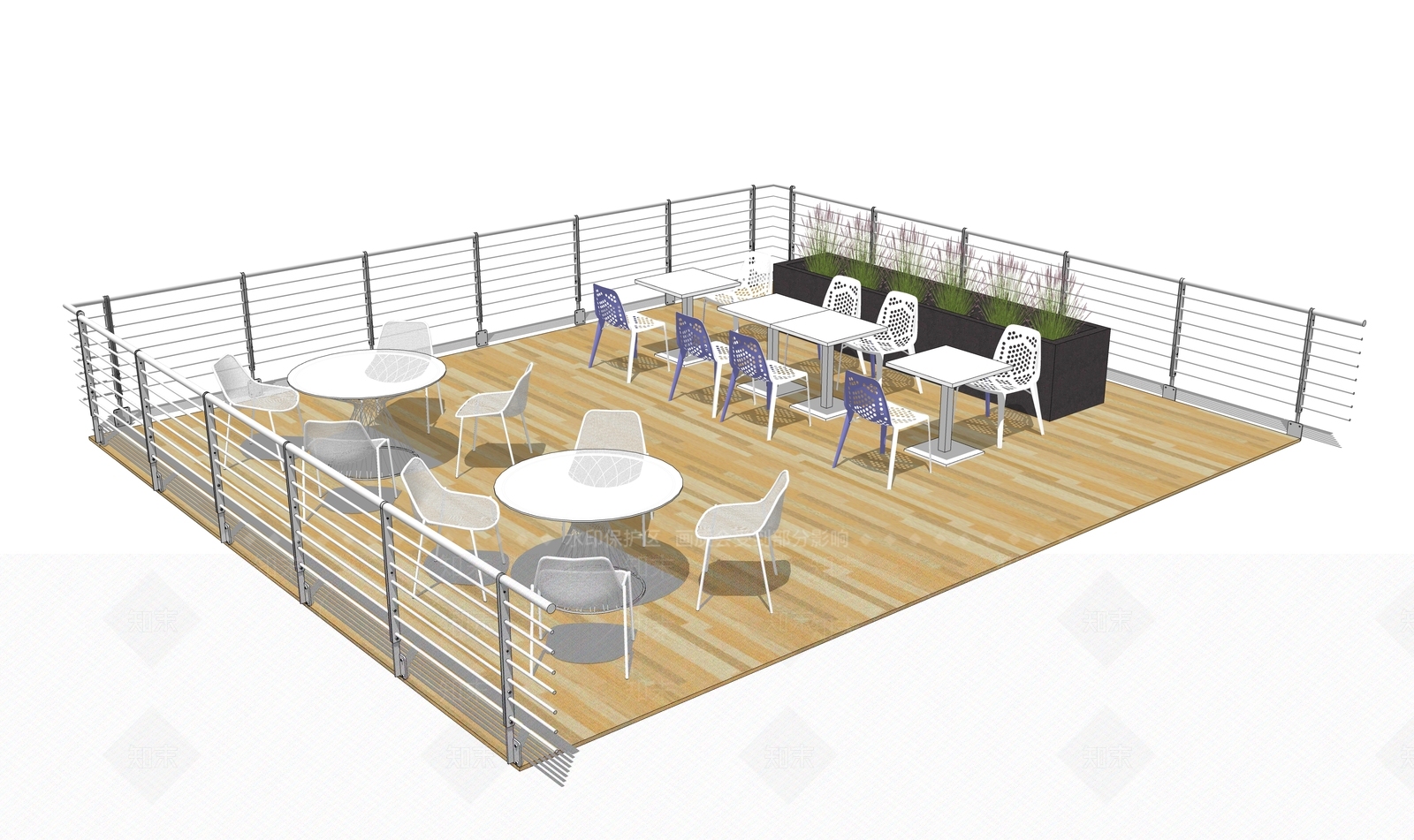 现代户外桌椅SU模型下载【ID:1128499219】