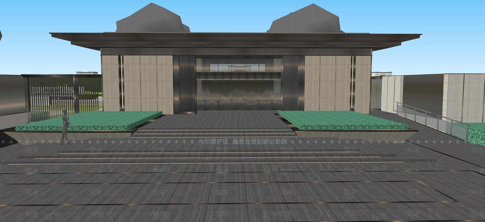 现代入口大门SU模型下载【ID:1128494566】