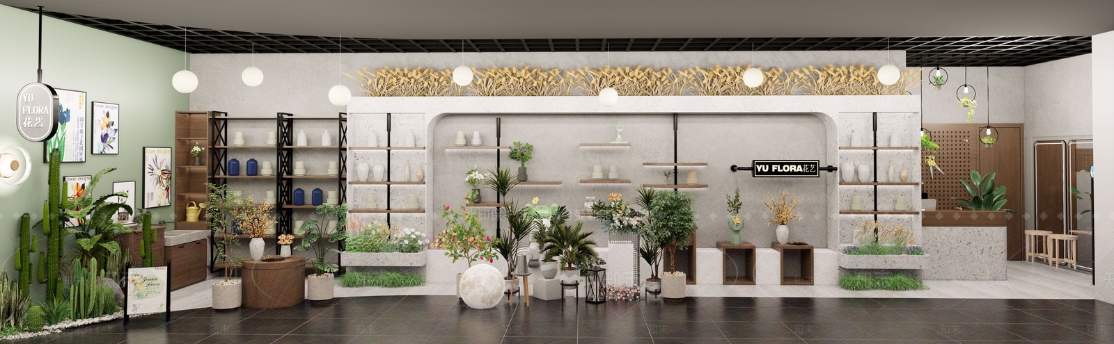 现代花店SU模型草图